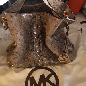 Michael Kors Gray snake handbag.